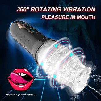 Rotating vibrating masturbator for men, sex toy